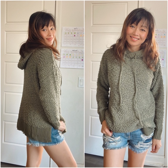 Zenana Cozy Popcorn Hoodie Loose Fit Sweater Top - Picture 4 of 6